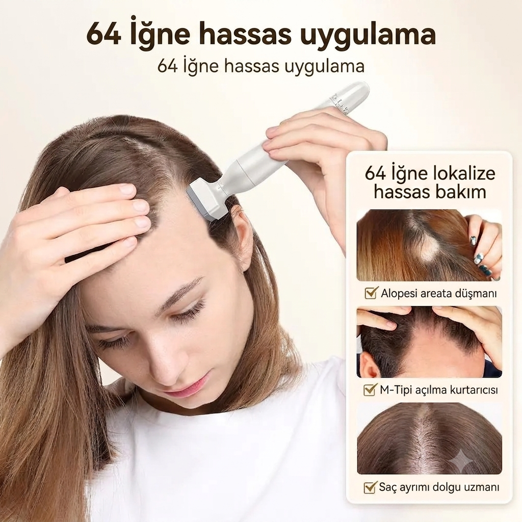 Ayarlanabilir Titanyum DermaStamp – Saç ve Cilt Bakım Mikroiğneleme Seti (120 & 64 İğne / 0.25-3mm)
